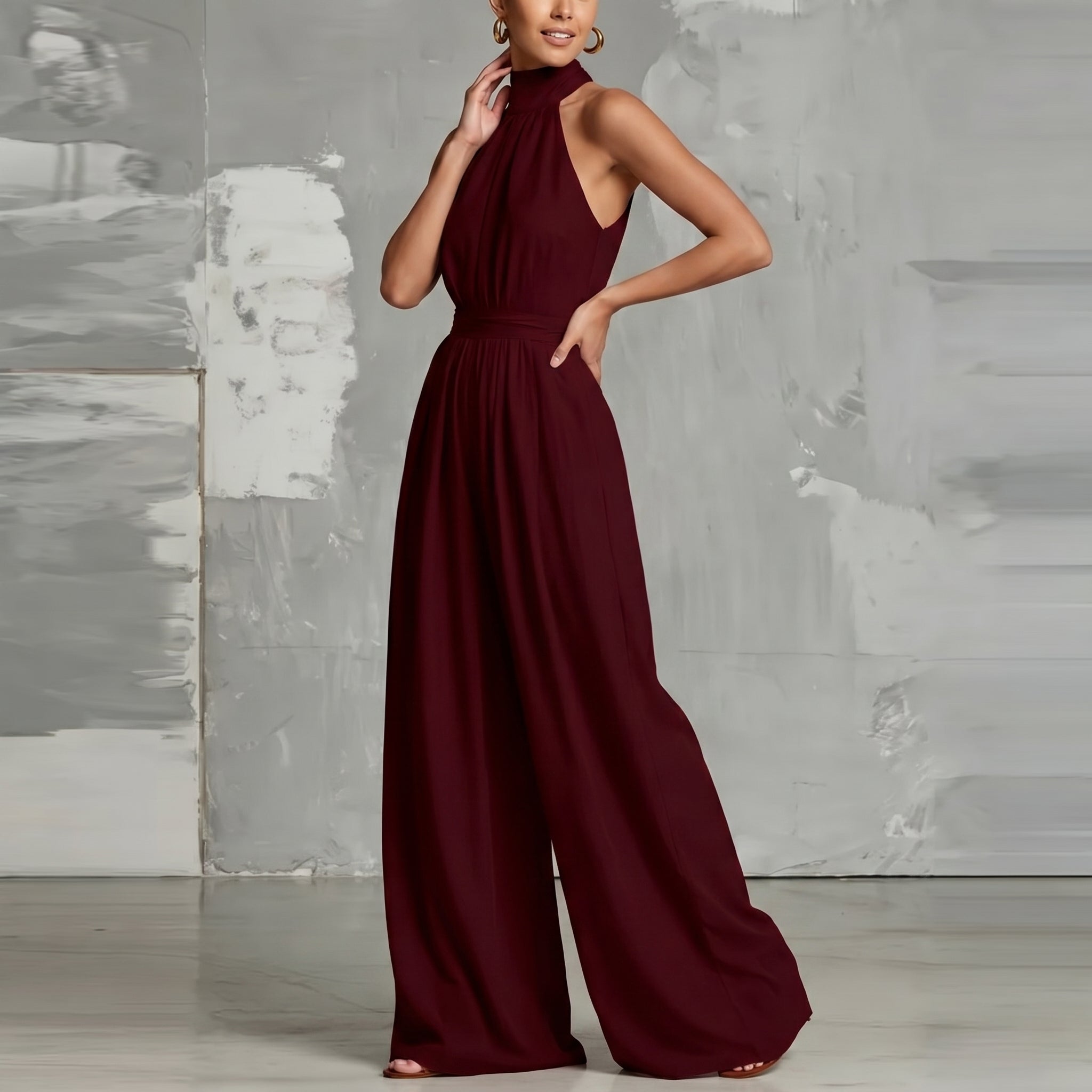 Laurel™ | Halter Neck Wide-Leg Jumpsuit