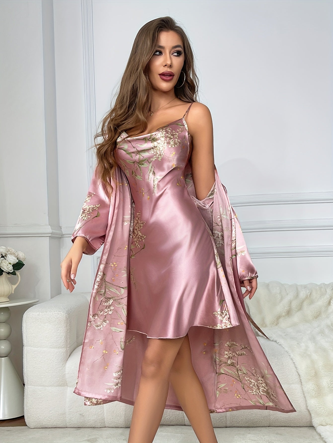 Eloise™ | 2-Piece Floral Camisole & Robe Set