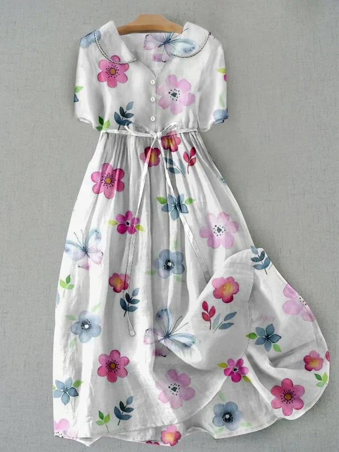 Ivanna™ | Lace-Up Waist Floral Print Dress