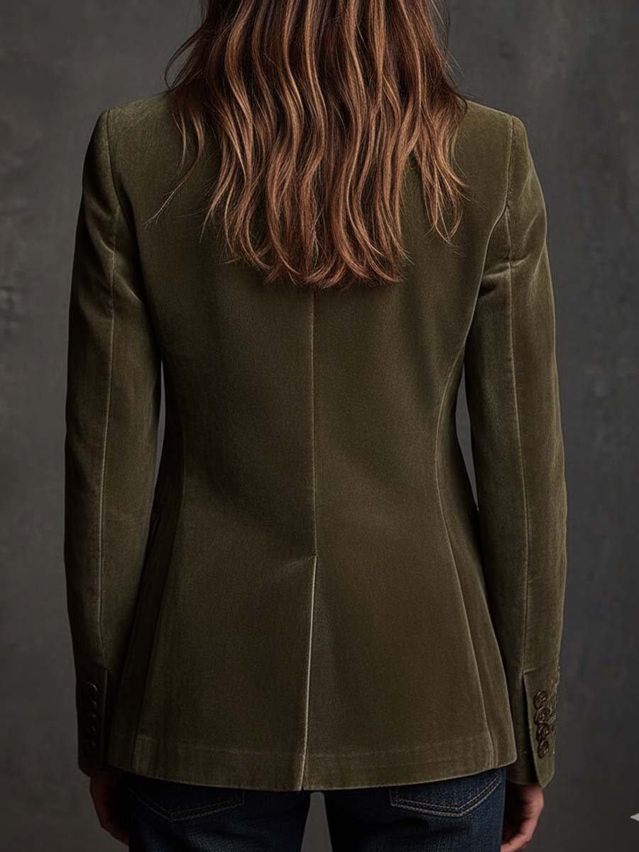 Edalvine™ | Olive Green Floral Embroidered Blazer