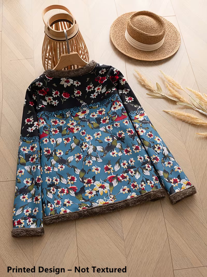 Thalira elegant floral lapel blazer jacket