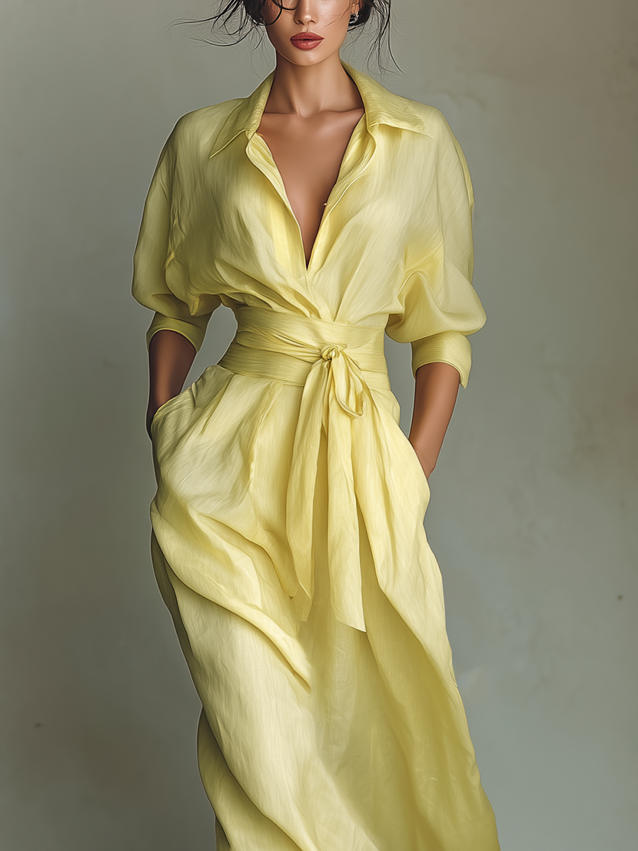 Marvena™ | Elegant Shirt Dress in Casual Maxi Long Style