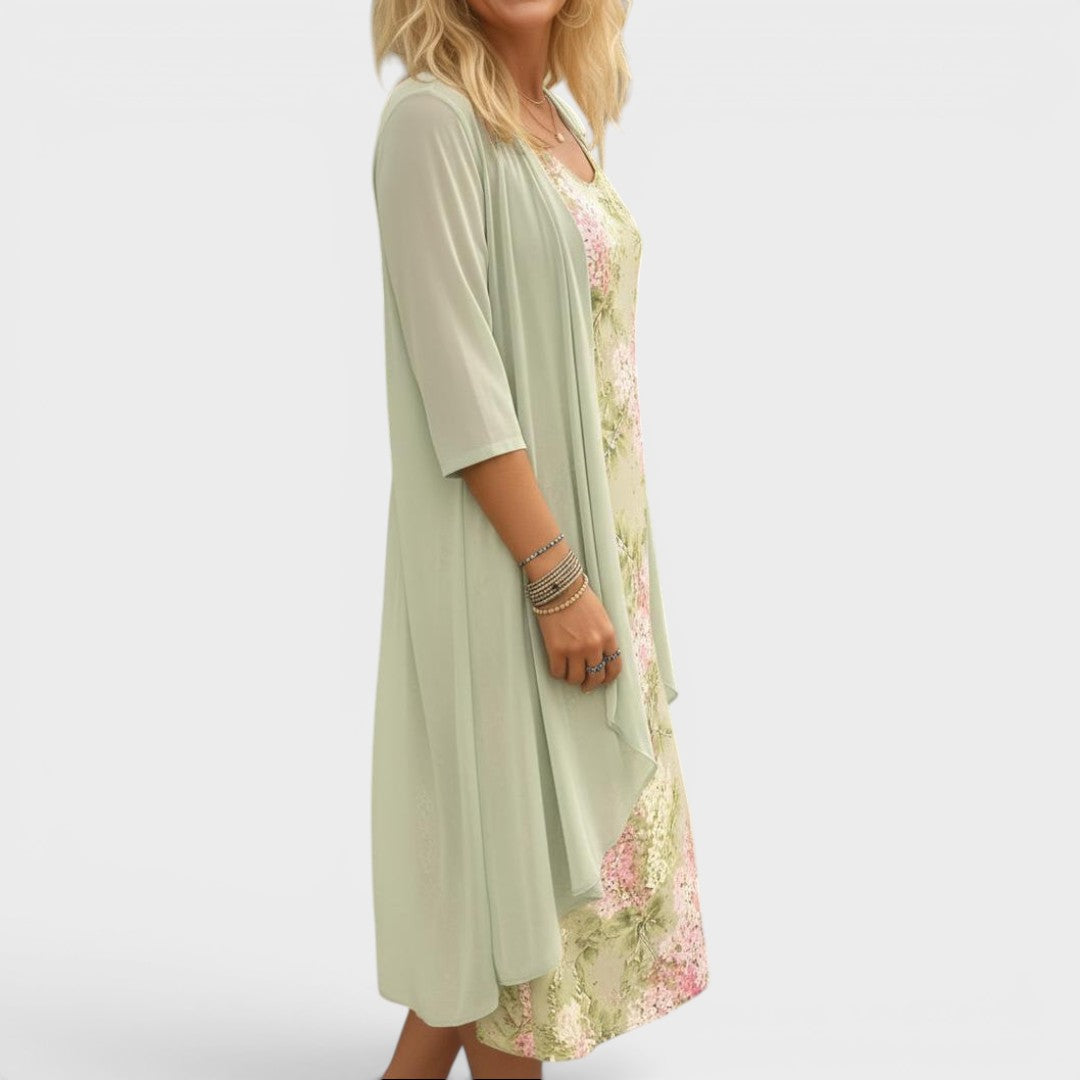 Linnette™ | Layered Floral Chiffon Dress Set