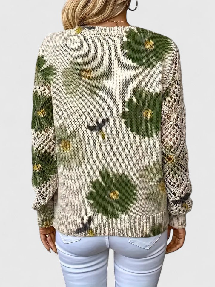 Nadia™ | Floral Crochet-Sleeve Sweater