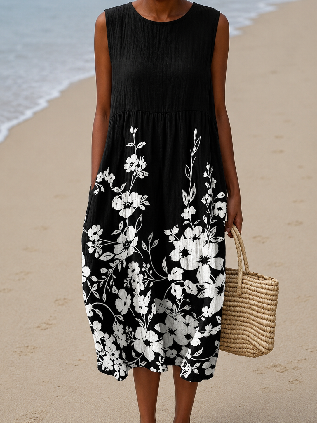 Bianca™ | Sleeveless Printed Midi Casual Dress