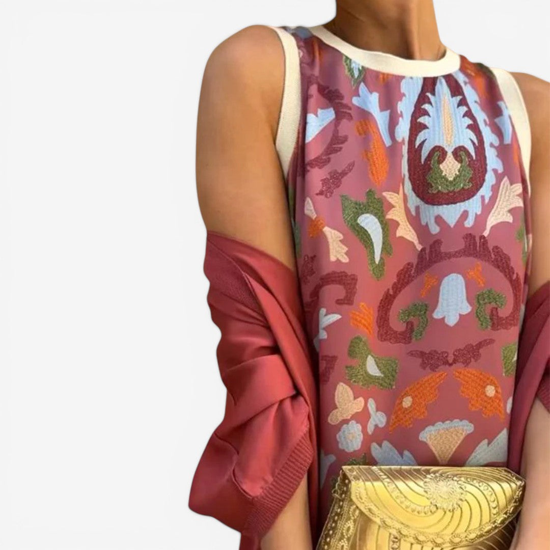 Romilda™ | Printed Maxi Dress with Matching Scarf