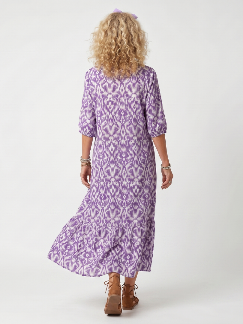 Vantelle™ | Printed Tassel Tie Midi Dress