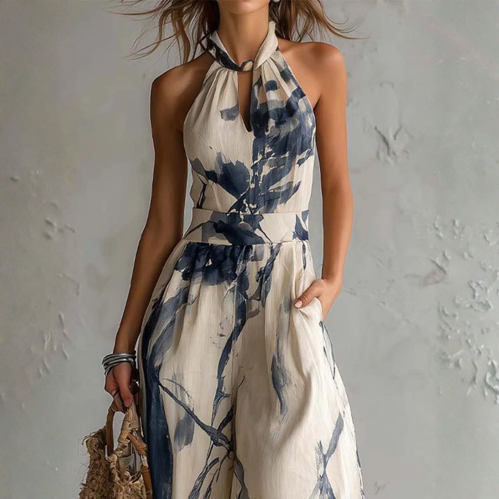 Bellamy™ | Elegant Jumpsuit with Artistic Print and Fluid Silhouette