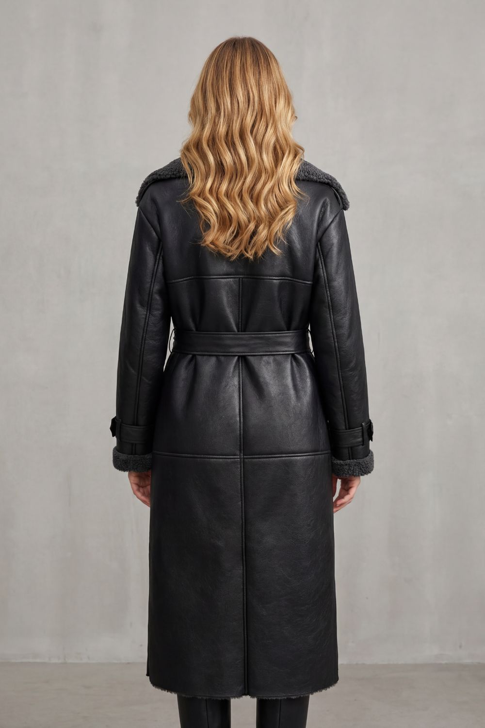 Women's Oversized Belted Warmth Shearling Coat