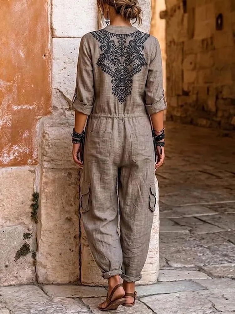 Adeline™ | Easy Long-Sleeve Wide-Leg Jumpsuit