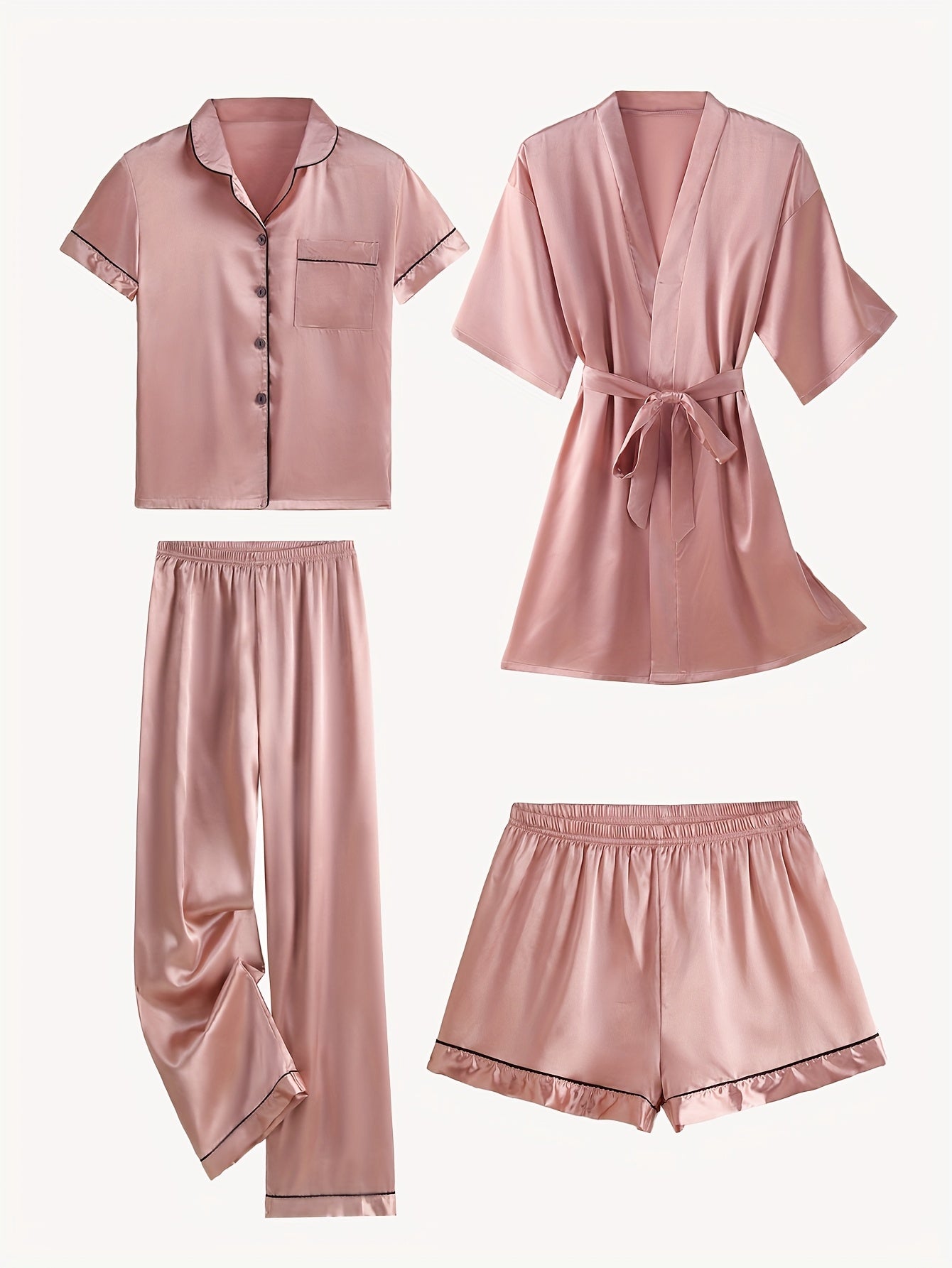 Lavonne™ | 4-Piece Pajama & Mid-Sleeve Robe Set