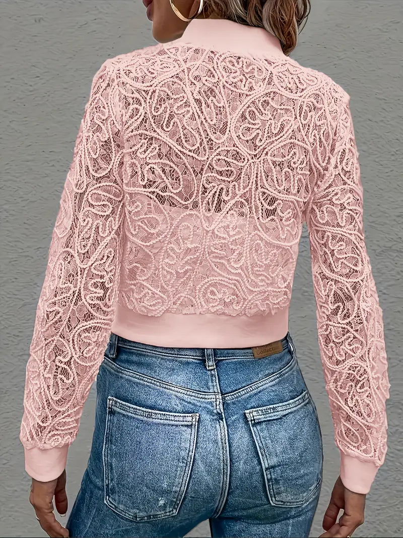 Eloise™ | Crop Lace Bomber