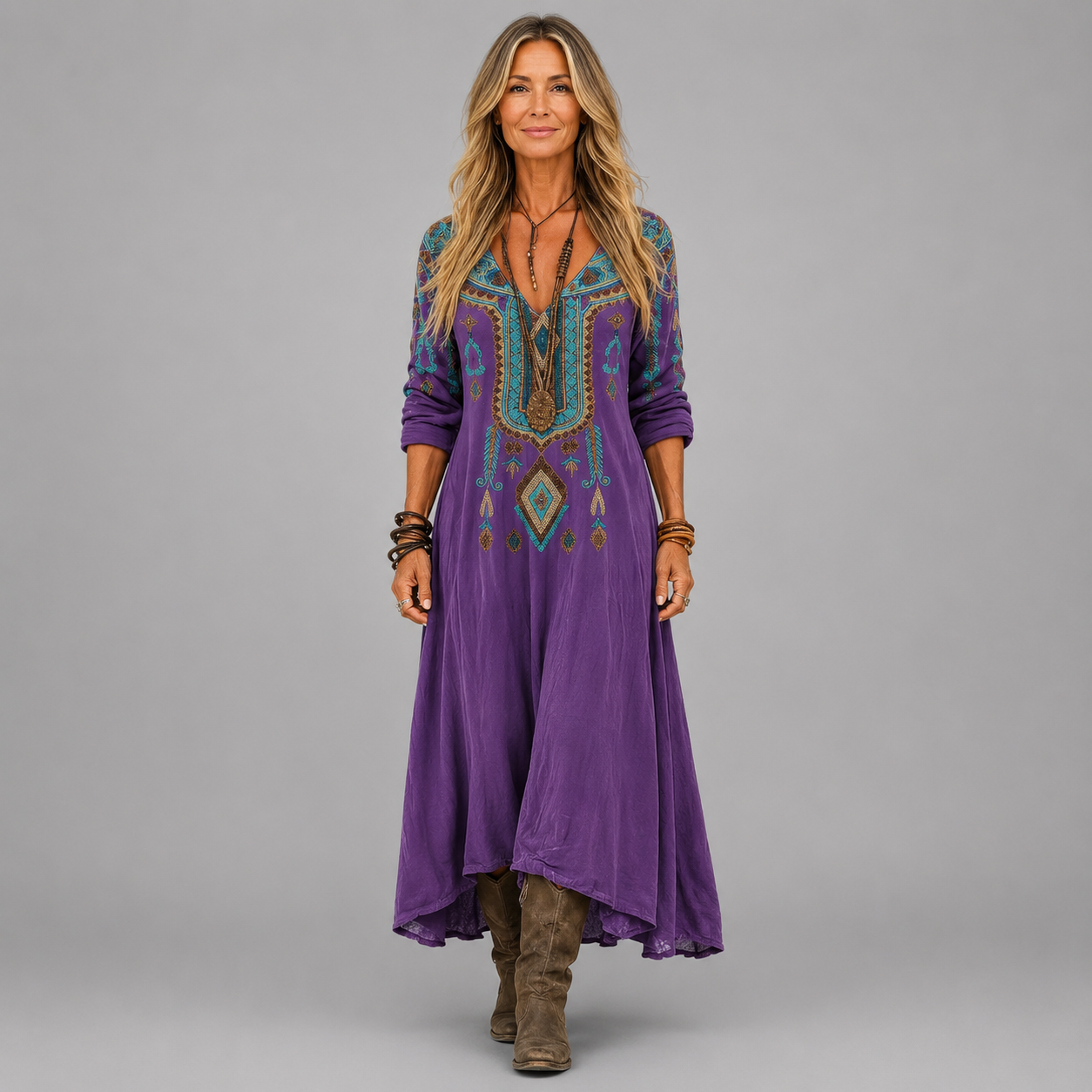 Navara™ | Boho Print Maxi Dress