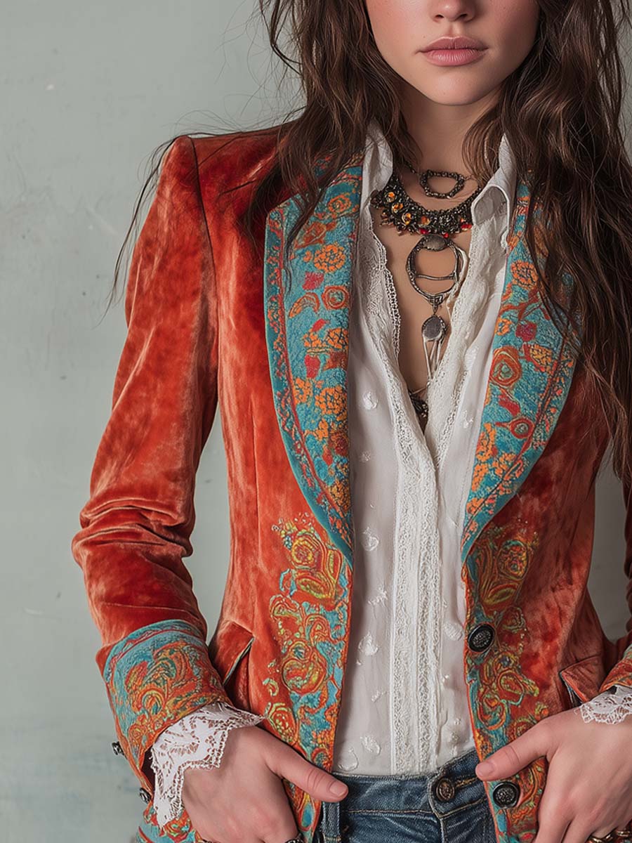 Moxie™ | Retro Colorblock Printed Blazer
