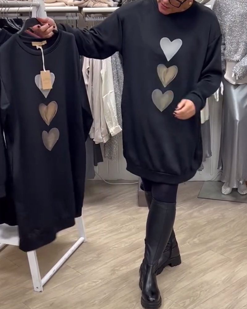 Jane | Elegant Heart Print Sweatshirt