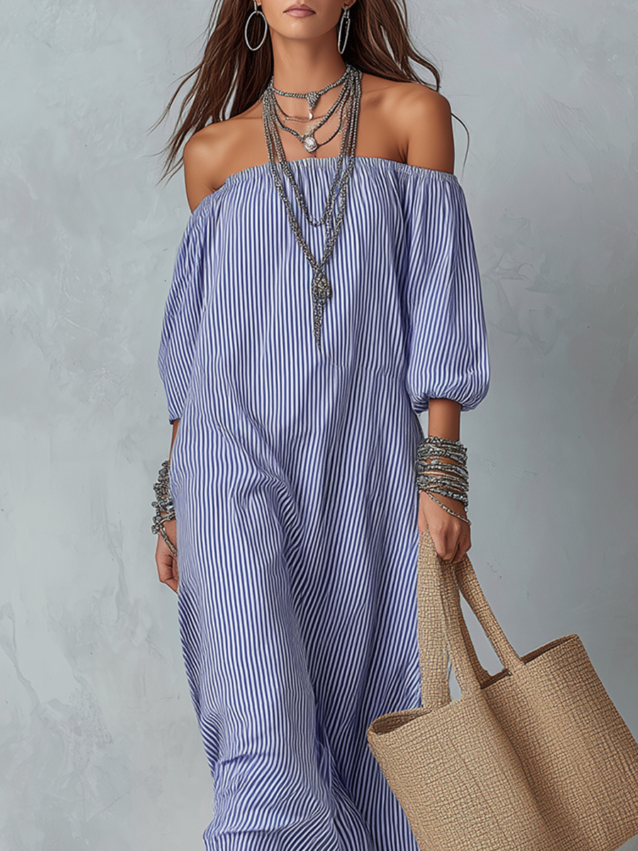 Azara™ | Off-the-Shoulder Loose-Fitting Resort Maxi Dress