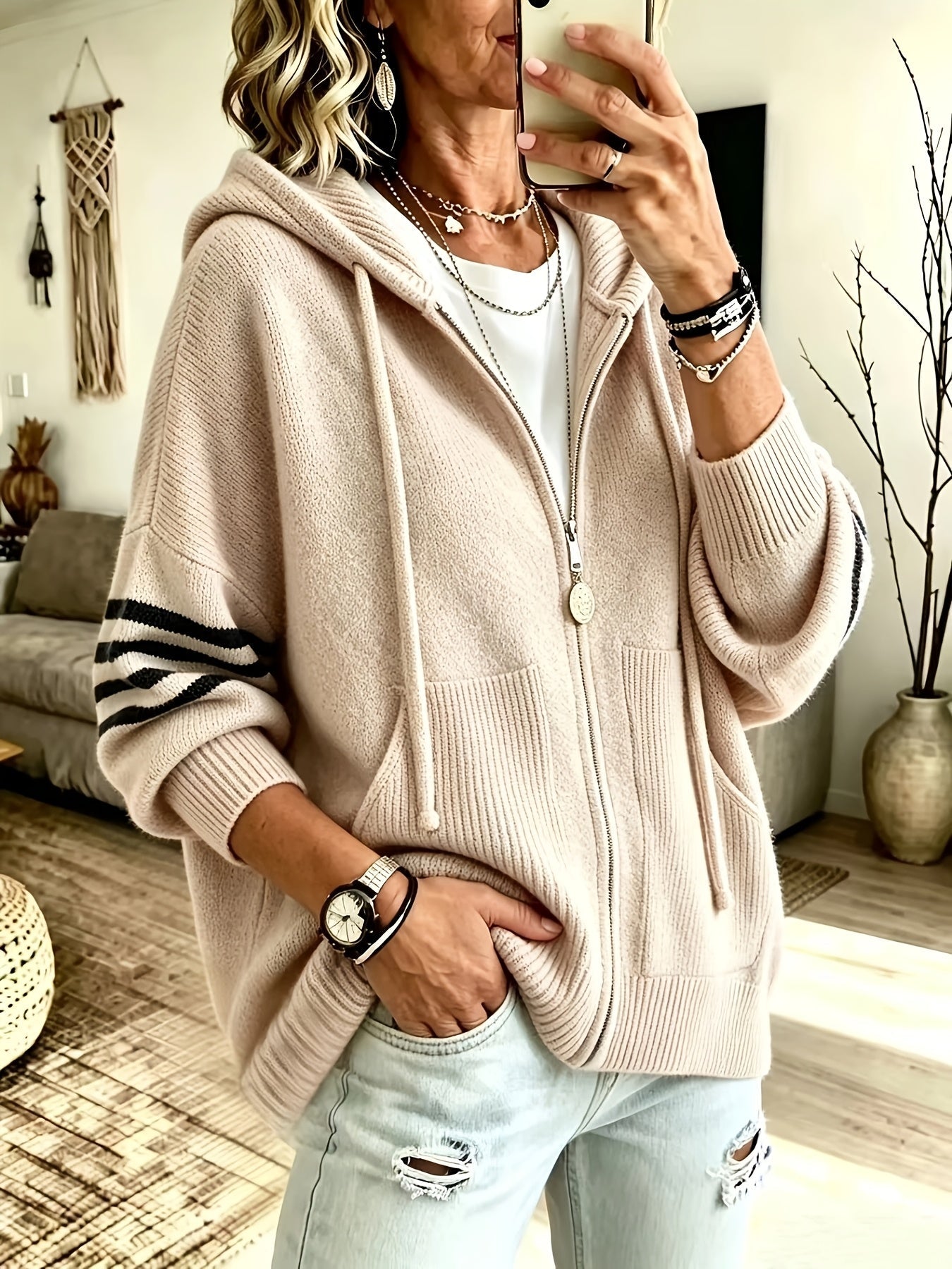 Tilda™ | Zip-Up Hooded Sweater Jacket