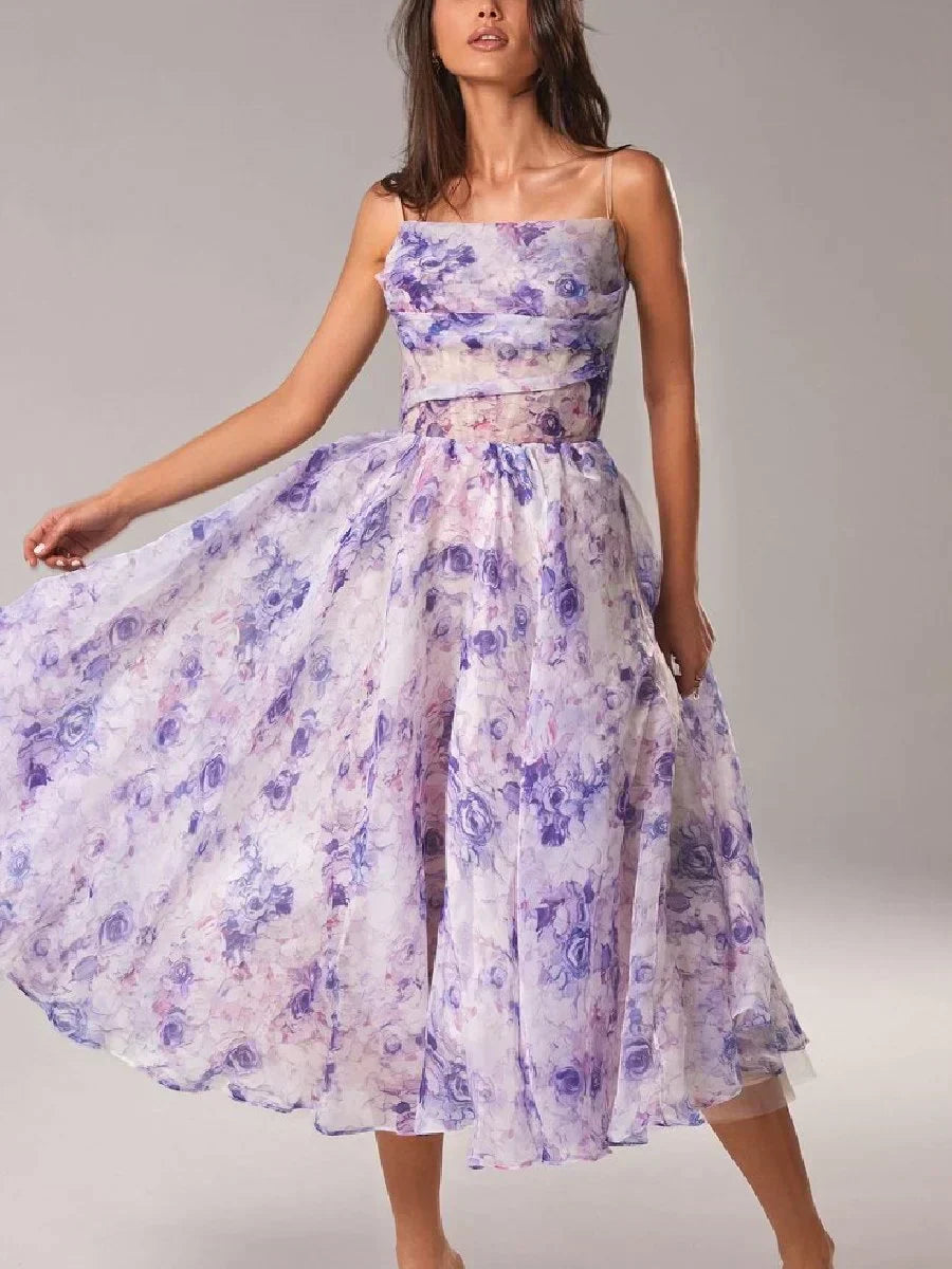 Simone™ | Floral Print Strapless Midi Dress
