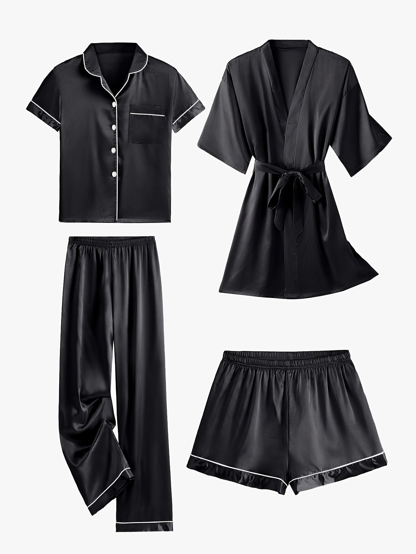Lavonne™ | 4-Piece Pajama & Mid-Sleeve Robe Set