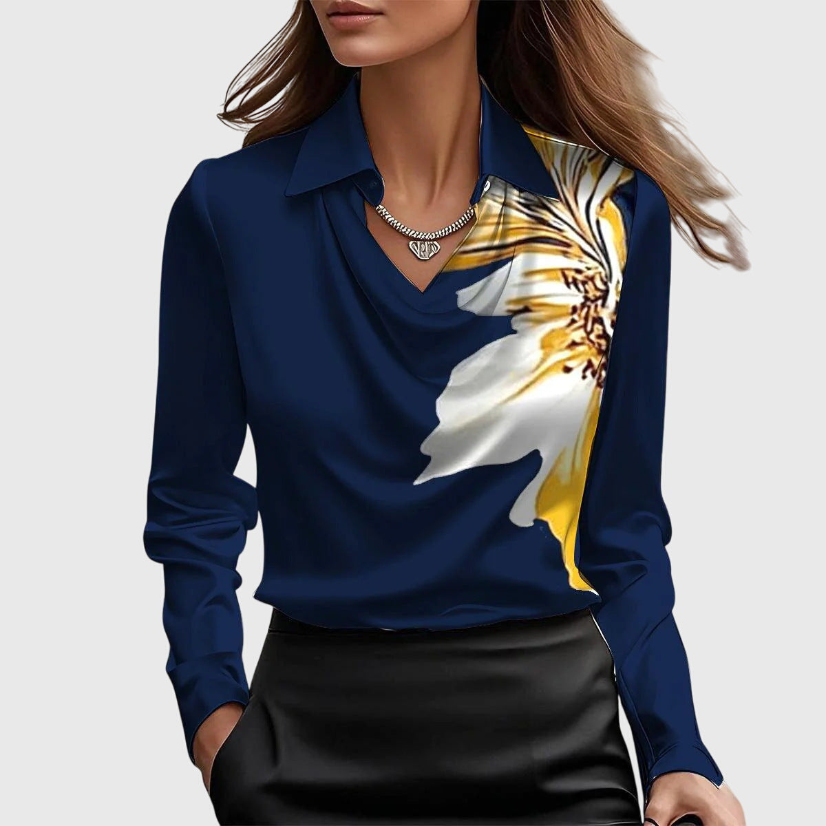 Brooklyn | Women's Cowl-Neckline Blouse with Flowing Draped Fit
