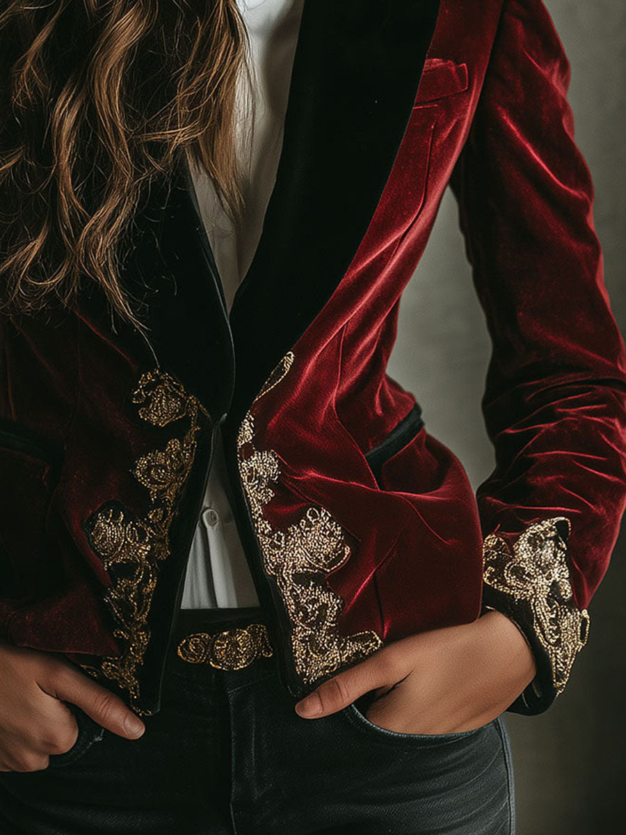 Kestienne™ | Gold Embroidered Blazer