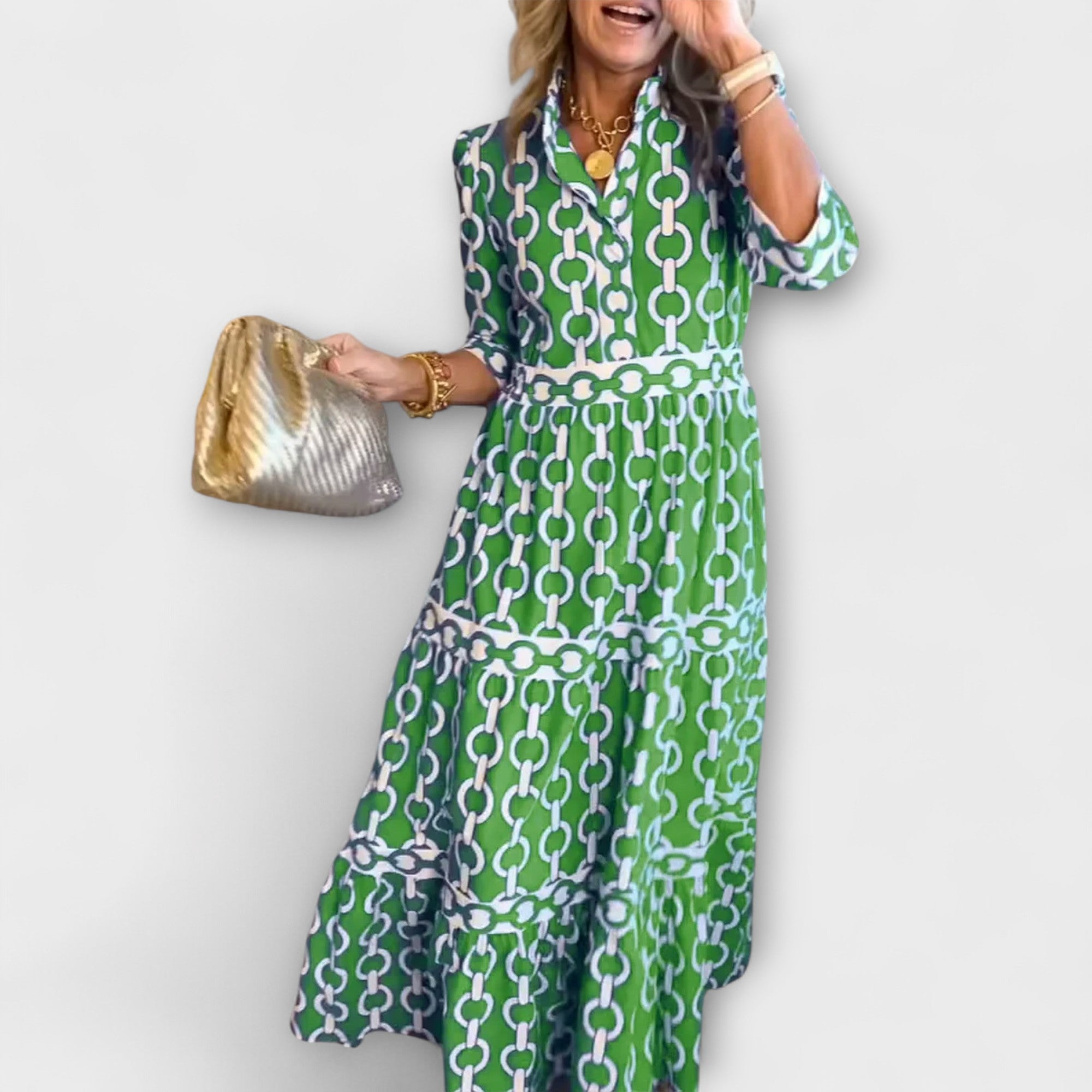 Gwendolyn™ | Midi Dress with Chain Print