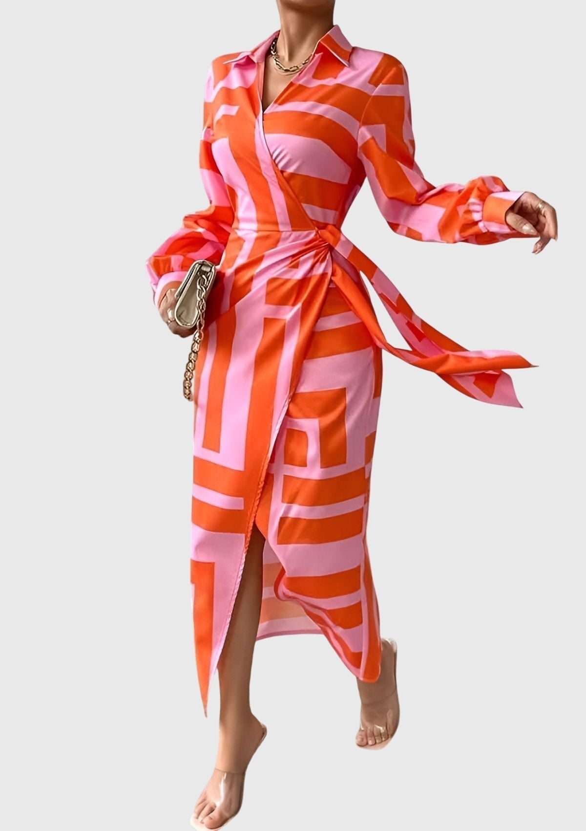 Elegant Wrap Dress With Print