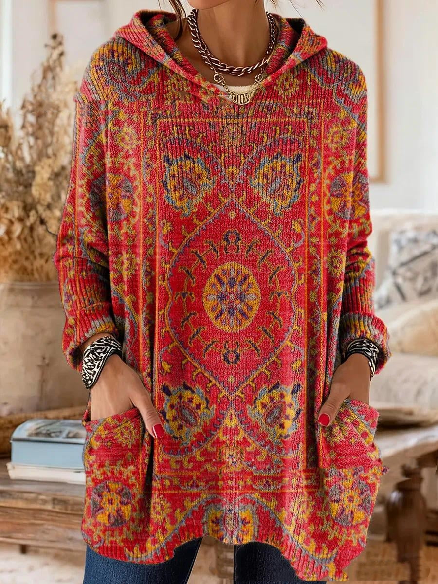 Florence™ | Retro Ethnic Print Hooded Tunic