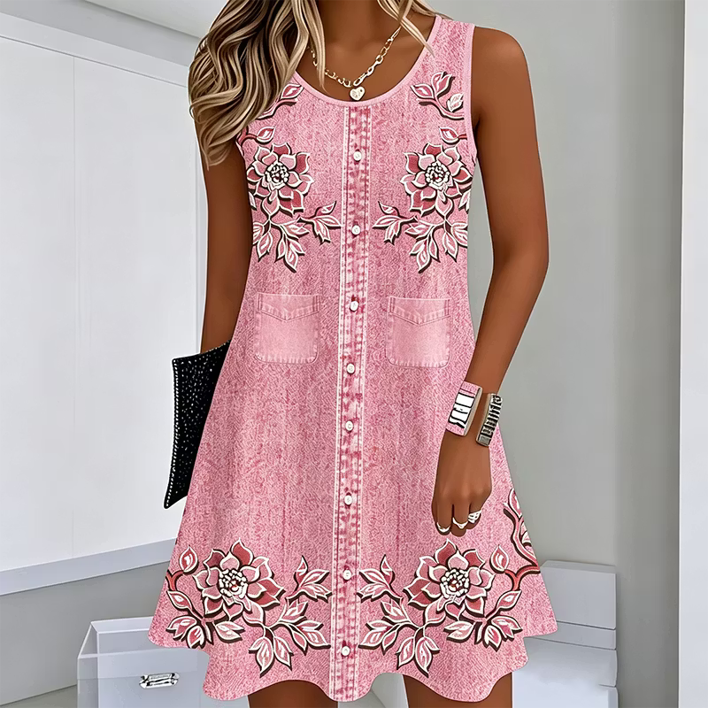 Rexana™ | Floral Button-Front Summer Dress