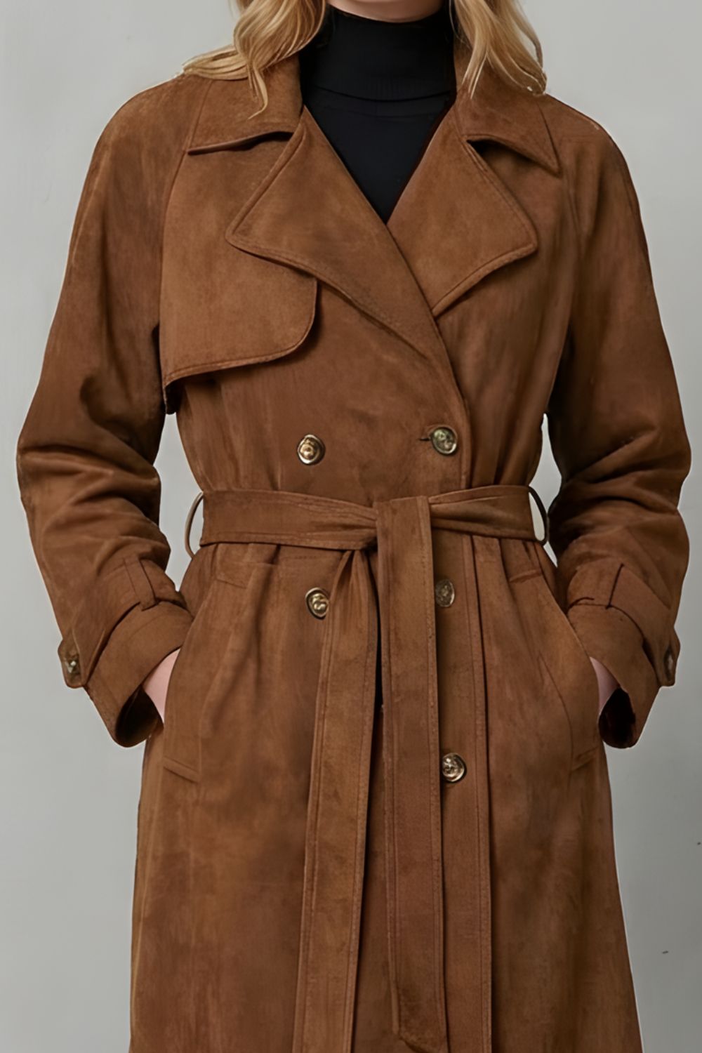 Women's Suede Elegance Trench Coat