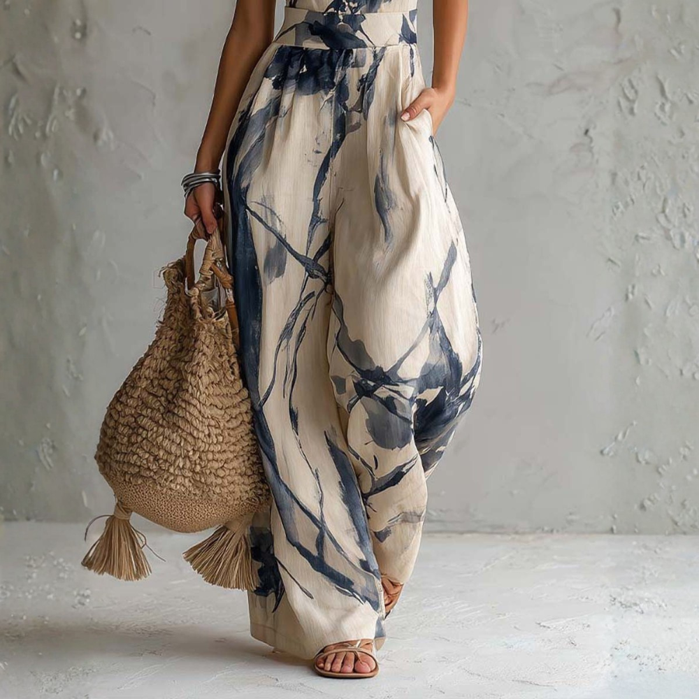Bellamy™ | Elegant Jumpsuit with Artistic Print and Fluid Silhouette