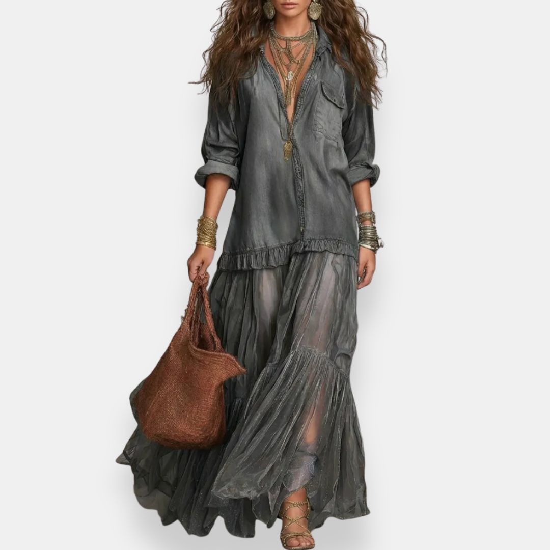 Maureen™ | Long Bohemian Ruffle Dress