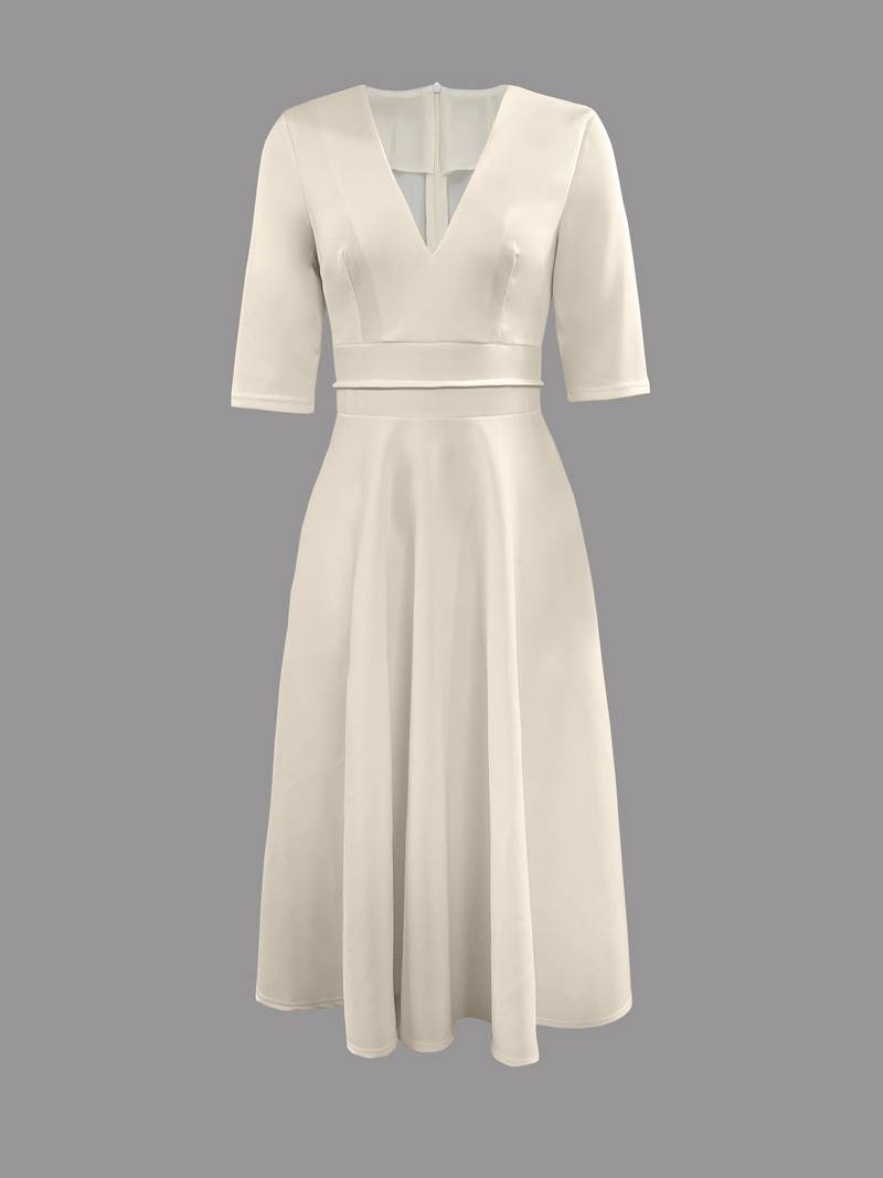 Women's Wedding Guest Elegant Flared Midi Dress