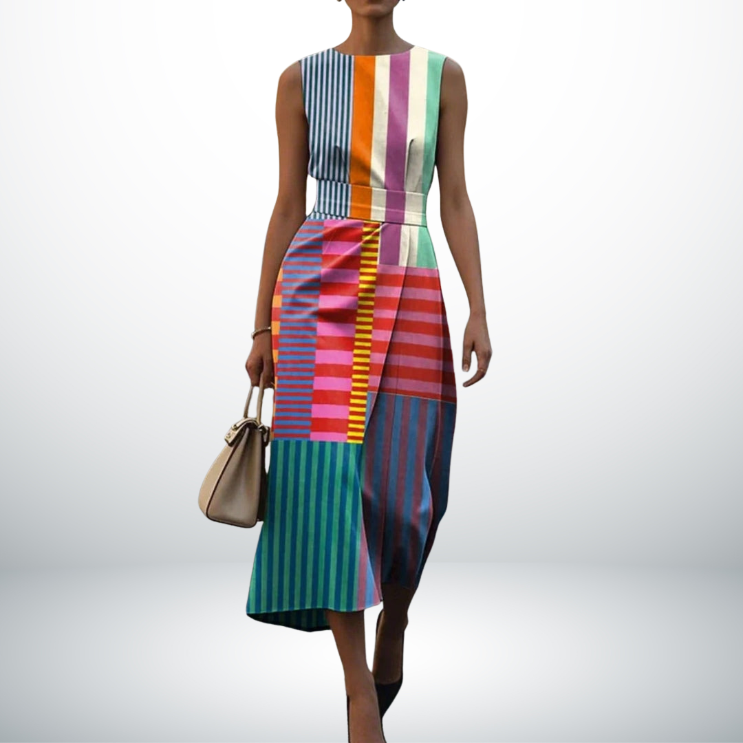 Gwyneira™ | Geometric Colorblock Stripe Dress