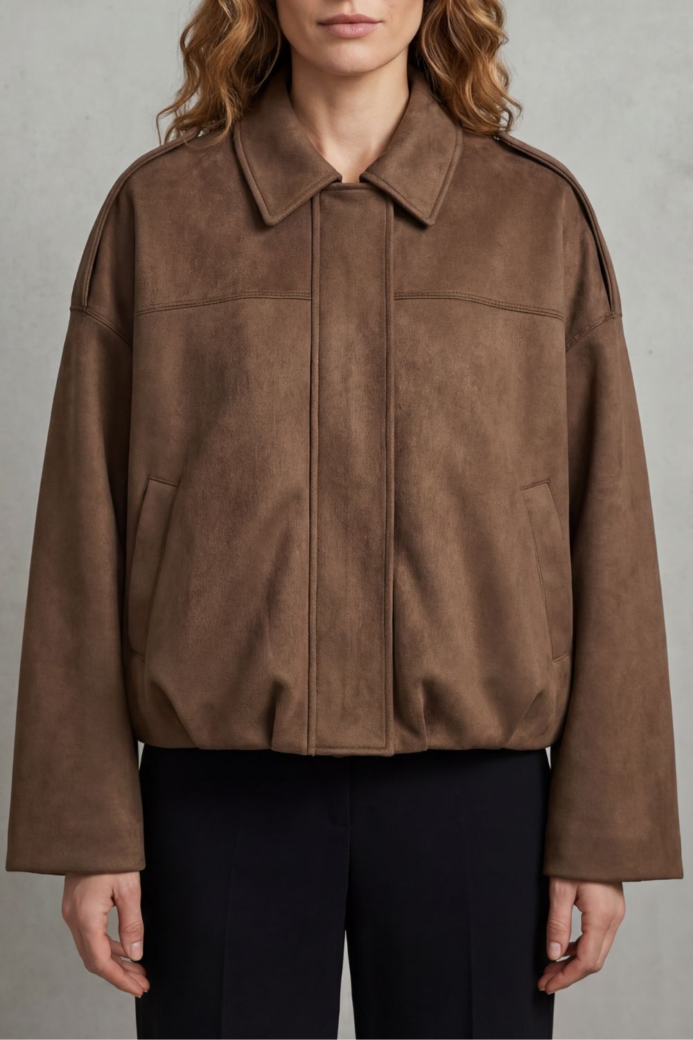 Women's Sculpted Volume Suede Bomber Jacket