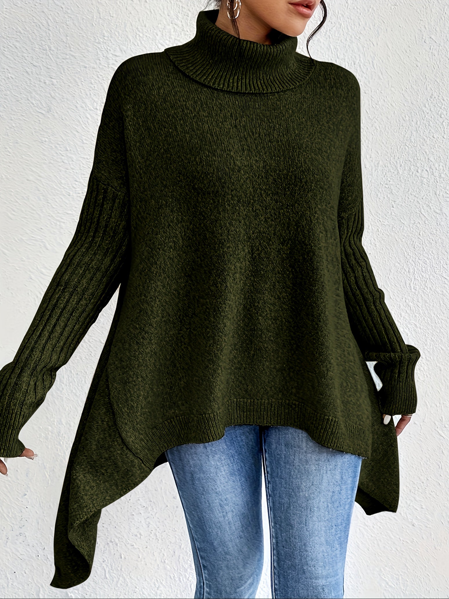 Anouk™ | High Neck Asymmetric Sweater