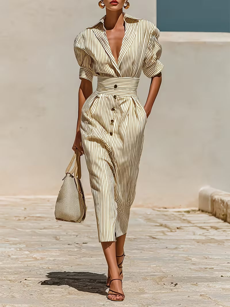 Bianca™ | Elegant Striped Shirt Dress