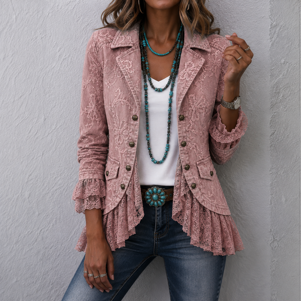 Sablewood™ | Elegant Flower Embroidered Lace Patch Jacket