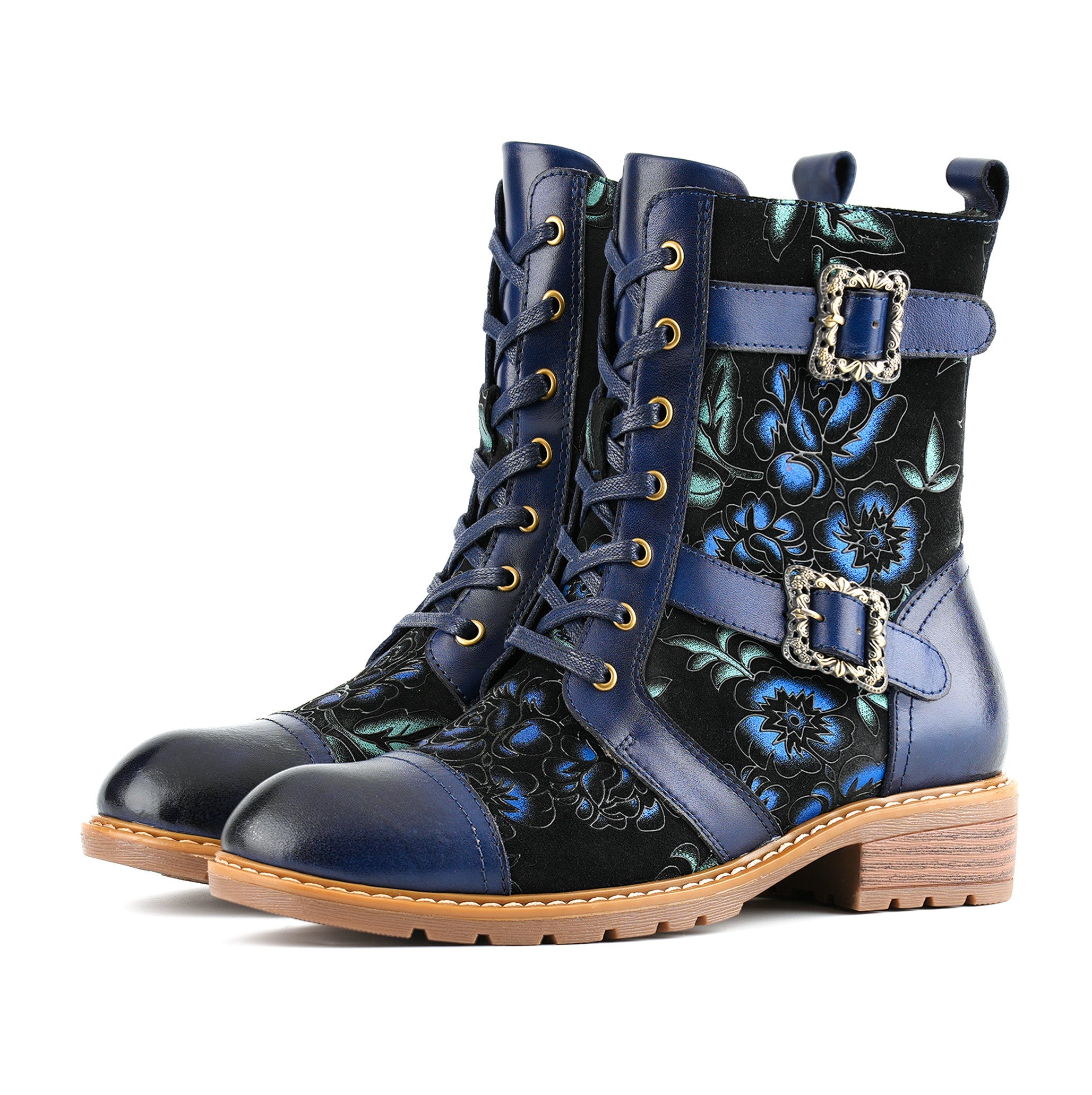 Orlena™ | Floral Lace-Up Ankle Boot