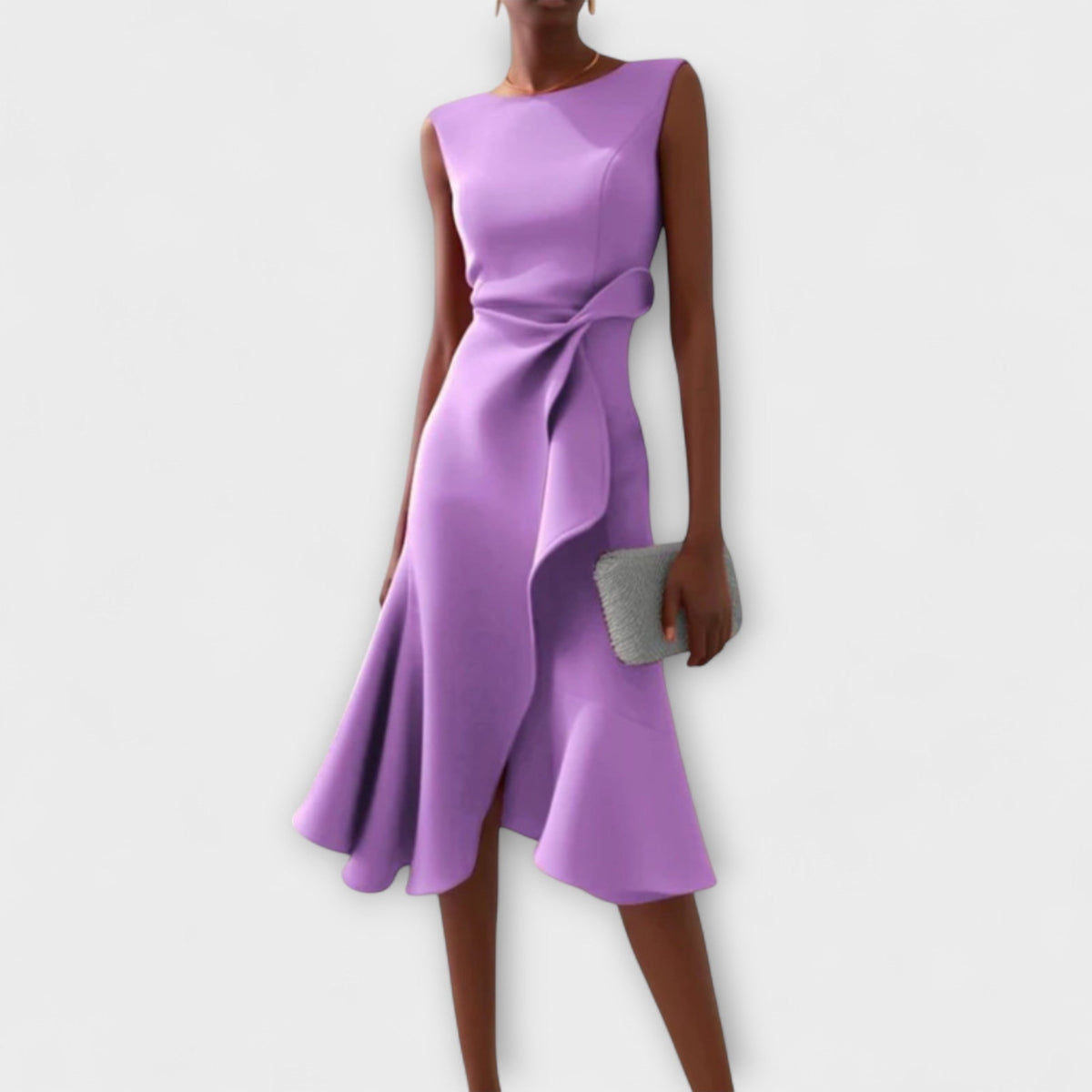 Women’s Draped Asymmetric Midi Dress