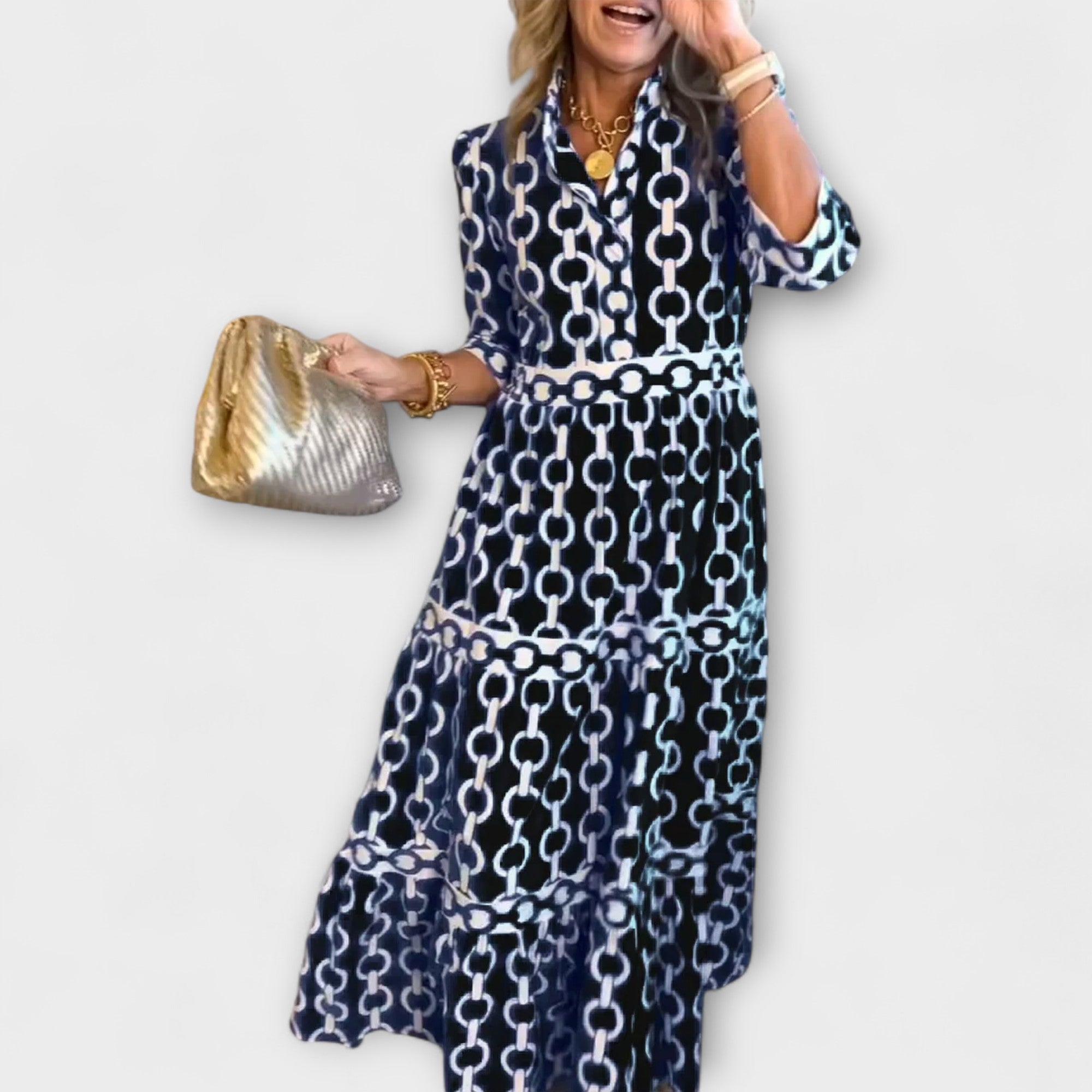 Gwendolyn™ | Midi Dress with Chain Print