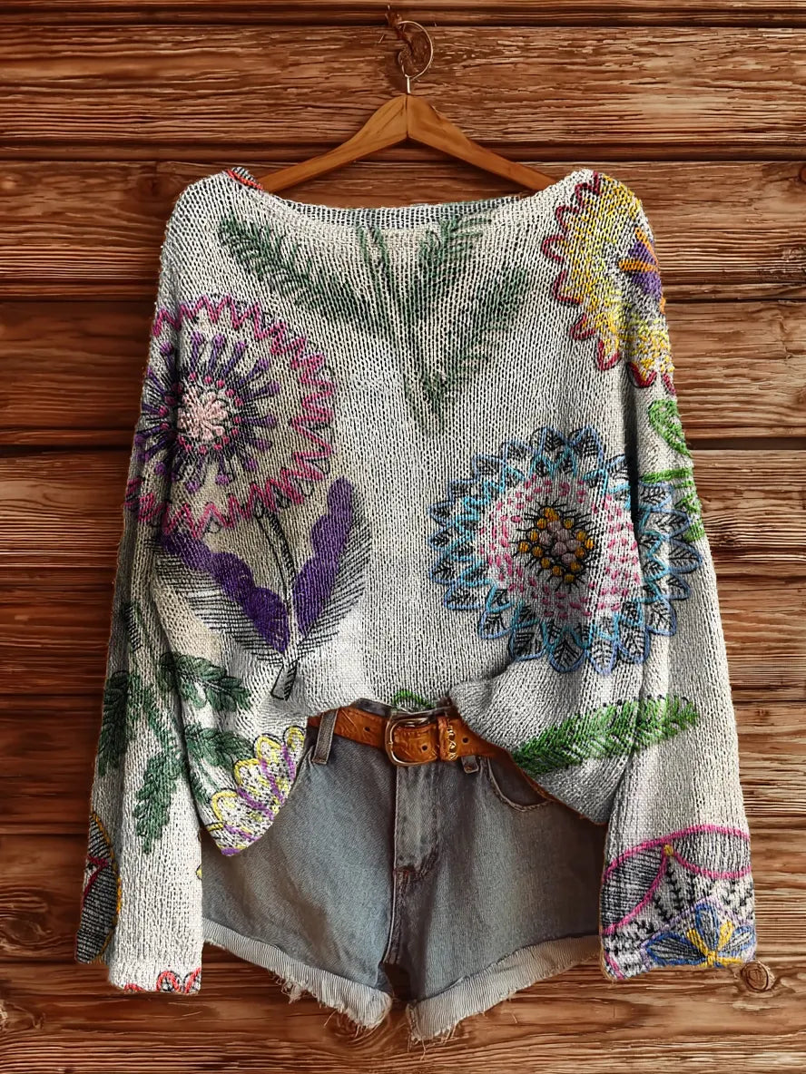 Elowise™ | Bohemian Floral Print Sweater