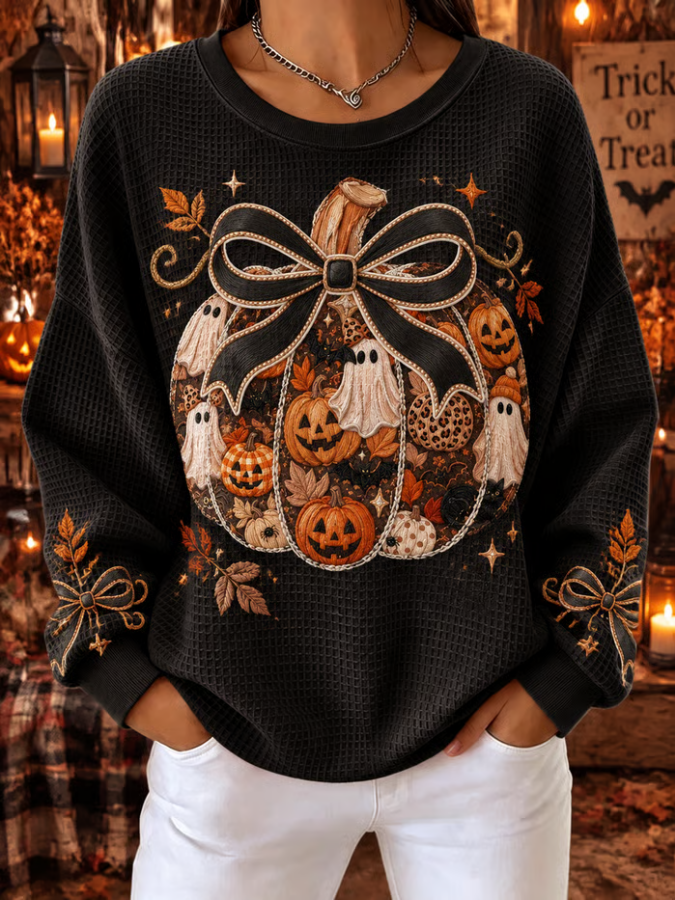Women's Retro Halloween Waffle Top