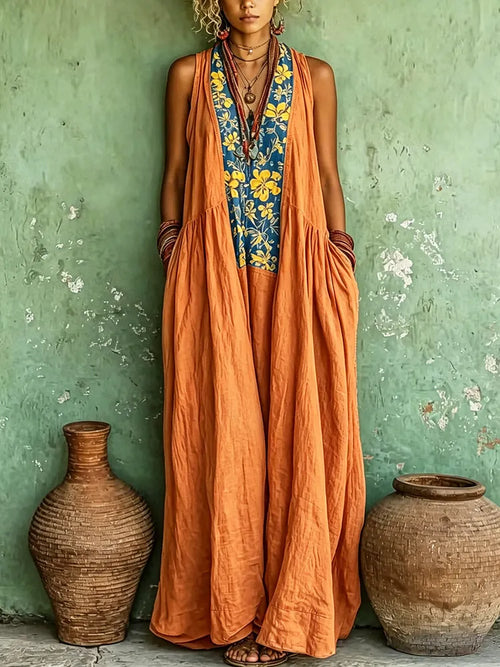 Rosalind™ | Retro Ethnic Floral Dress