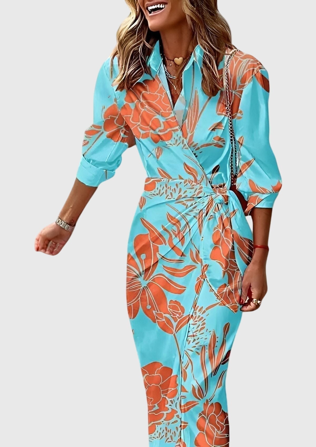 Elegant Wrap Dress With Print