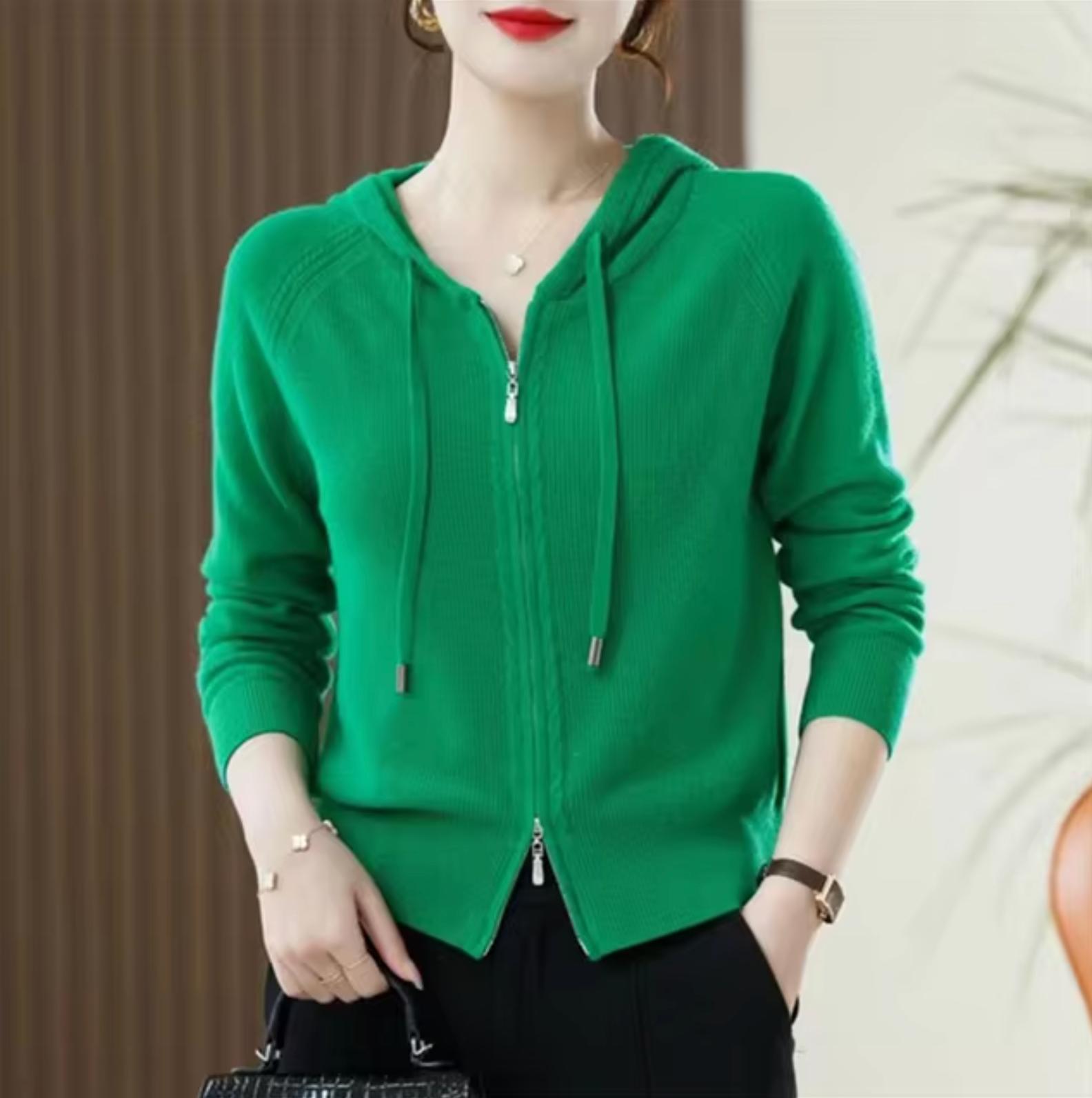 Nadia™ | Zip-Up Hooded Cardigan