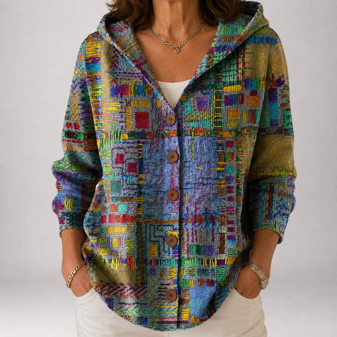 Halcyon™ | Painted Patchwork Hooded Cardigan