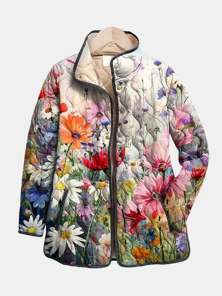 Mossfleur™ | Charming Vintage Floral Print Quilted Jacket