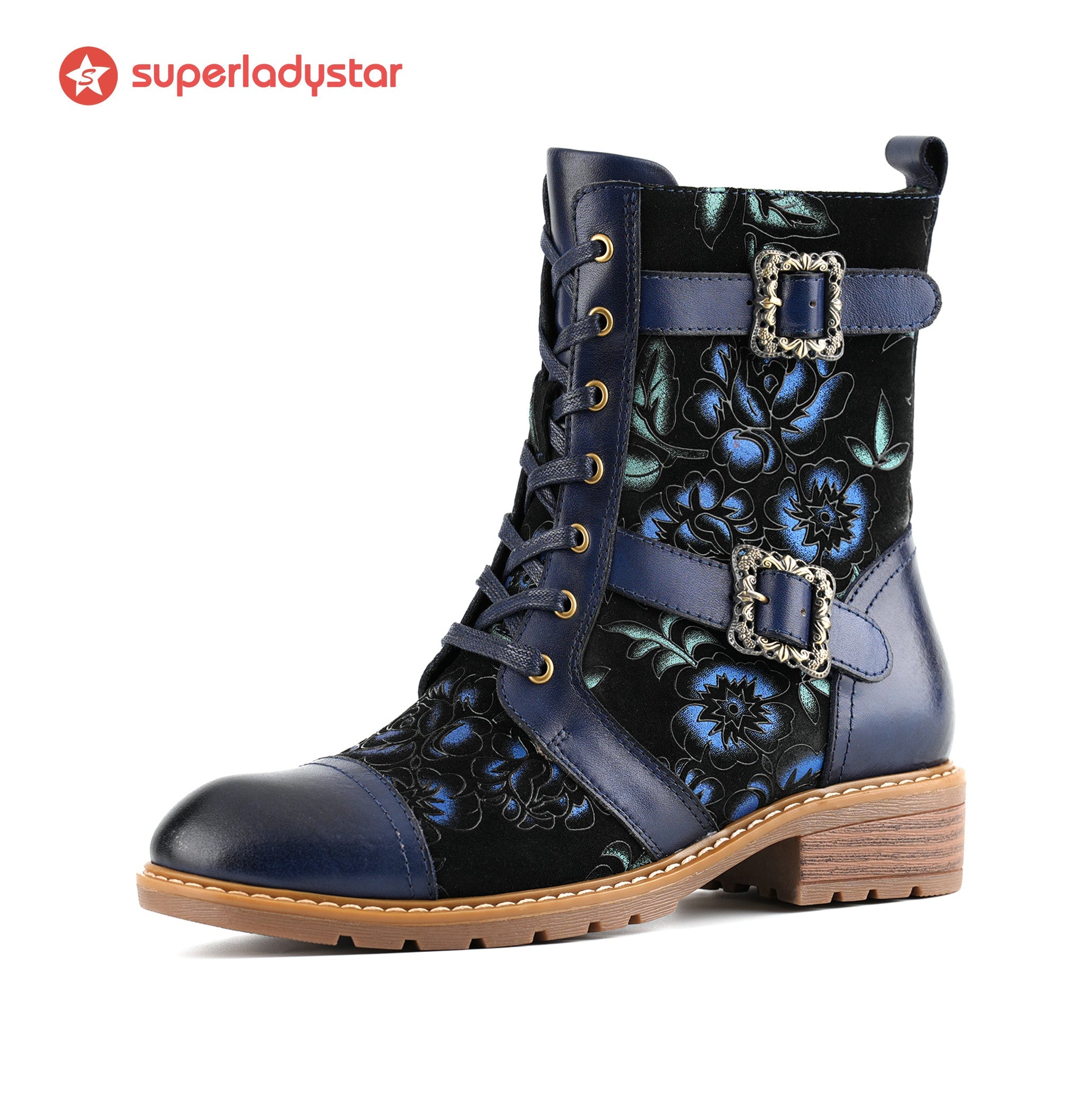 Orlena™ | Floral Lace-Up Ankle Boot