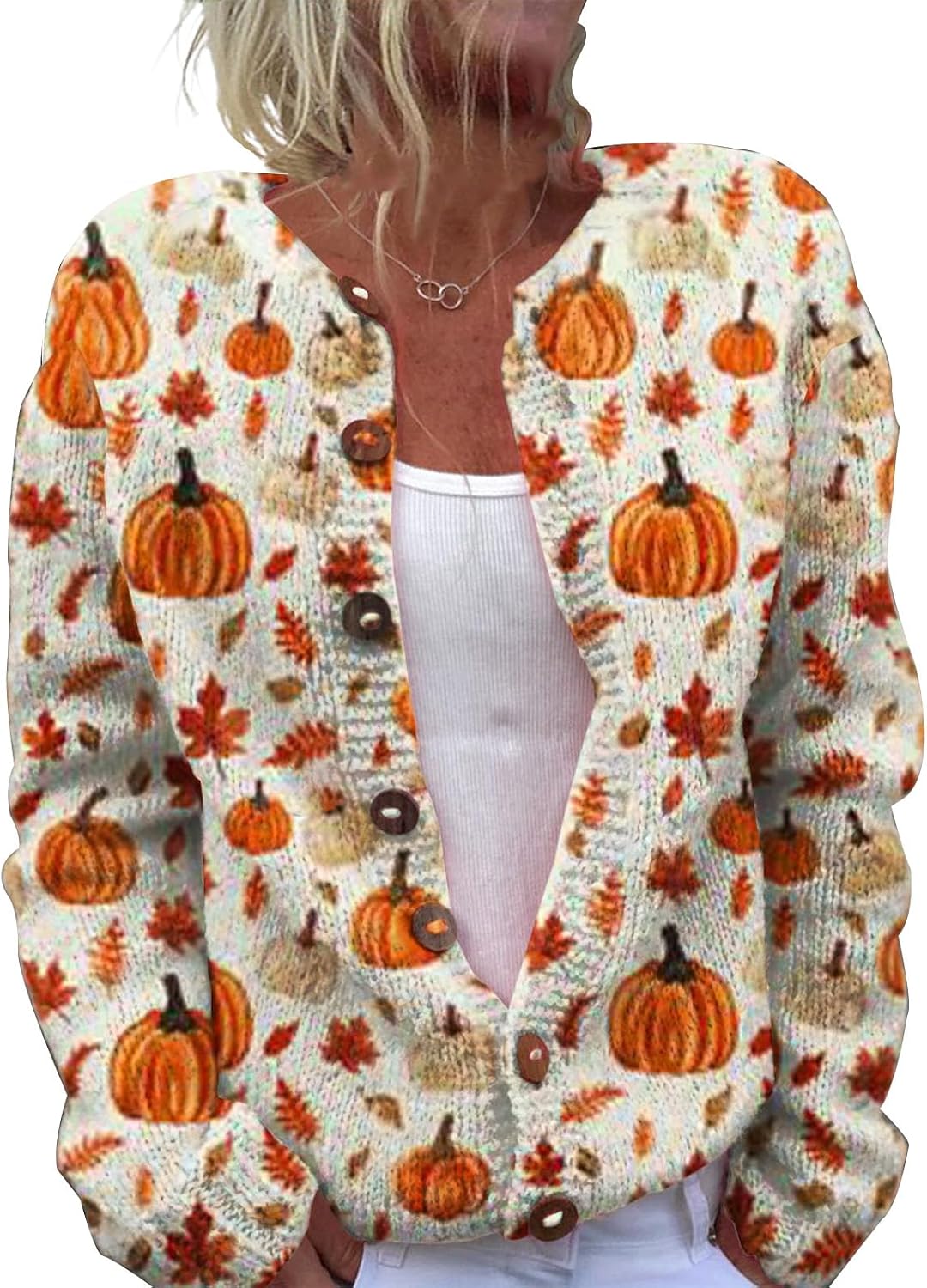Hadleigh™ | Harvest Pumpkin & Maple Leaf Cardigan